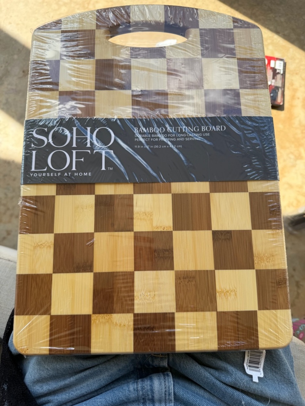 Bamboo Checkerboard Cutting Board — Natural Brown